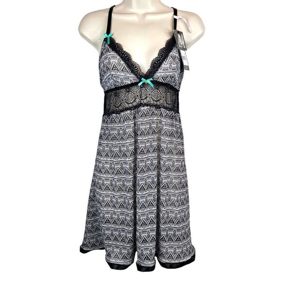 DAISY FUENTES Babydoll Slip in Black and White Women's Size Large - Picture 1 of 6